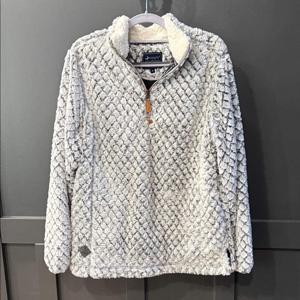 Simply Southern Gray Textured Pullover Sweater Quarter Zip